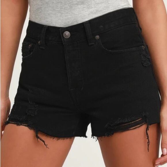 Free People We The Free Sofia Jean Shorts Sz 31 Black 2" Distressed Denim - Picture 5 of 11
